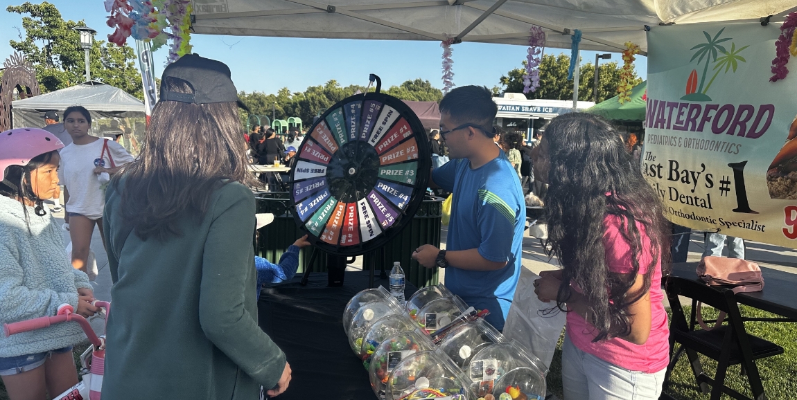 People volunteering at community charity event