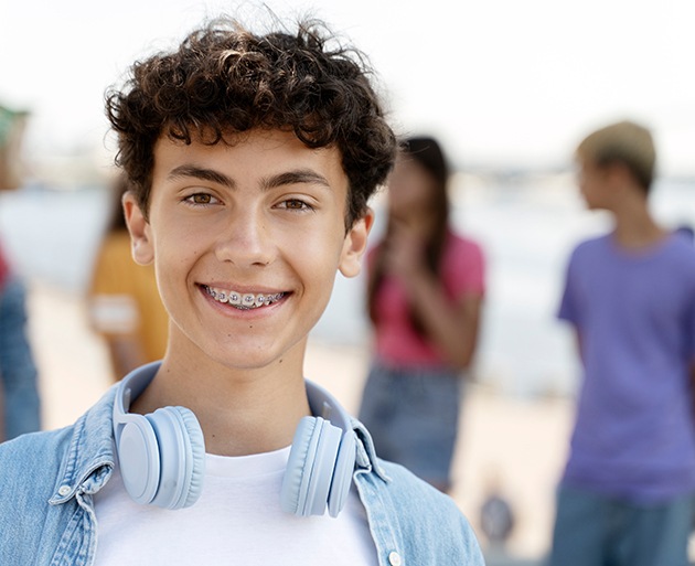 Male teenager smiling